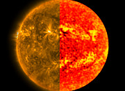 Comparação do disco solar no ultravioleta e no milimétrico