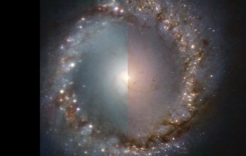 Comparação interativa de imagens do anel interior de NGC 1097, obtidas pelos instrumentos NACO e ERIS