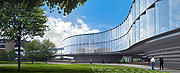 Architectonische weergave van de uitbreiding van het ESO-hoofdkwartier (overdag)