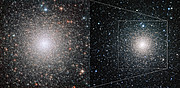 NGC 6388 vom Erdboden und vom Weltraum aus 