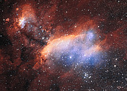 Detailní pohled na mlhovinu Kreveta dalekohledem VST