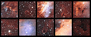 Detailní pohled na mlhovinu Kreveta dalekohledem VST (výřezy)