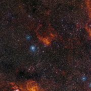 Visión de amplio campo del cielo que rodea al cúmulo estelar NGC 3572 