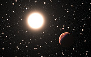 Kunstners forestilling af en exoplanet fundet om en sol-lignende stjerne i stjernehoben Messier 67