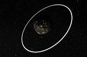 Artist’s impression van de ringen rond de planetoïde Chariklo