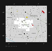 Messier 33 i stjernebilledet Trianglen på den nordlige stjernehimmel