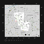 L'ubicazione della nube oscura Lupus 4 nella costellazione del Lupo