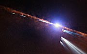 Rappresentazione artistica delle eso-comete intorno a Beta Pictoris