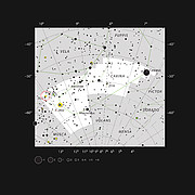La ubicación del brillante cúmulo estelar NGC 3532 en la constelación de Carina 