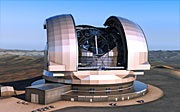 Rappresentazione artistica dell'E-ELT (European Extremely Large Telescope)