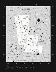 I brillanti ammassi stellari Messier 47 e Messier 46 nella costellazione della Poppa