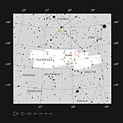 De positie van Nova Vul 1670 in het sterrenbeeld Vulpecula