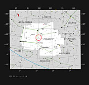 The star 51 Pegasi in the constellation of Pegasus