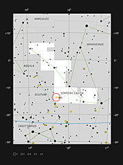Messier 16 na constelação da Cauda da Serpente