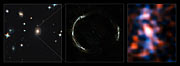 Composición del anillo de Einstein de SDP.81 y de la galaxia observada a través de la lente gravitatoria (sin anotaciones)