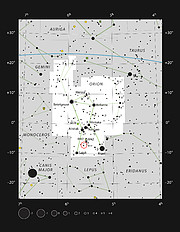 A estrela V883 Orionis na constelação de Orion