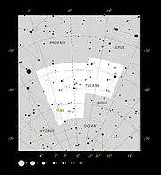 La ubicación de la Pequeña Nube de Magallanes en la constelación del Tucán