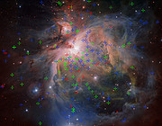The Orion Nebula showing three populations of young stars