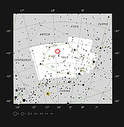 La stella WASP-19 nella costellazione della Vela