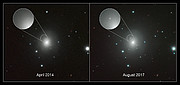 Zusammenstellung von Bildern von NGC 4993 und der Kilonova
