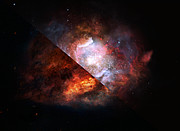 Ilustración de una polvorienta galaxia con brote de formación estelar