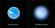 Imágenes de Neptuno obtenidas por el VLT con y sin óptica adaptativa
