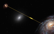 Artist’s impression of a fast radio burst traveling through space and reaching Earth