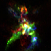 Vue de la région de formation stellaire AFGL 5142 acquise par ALMA