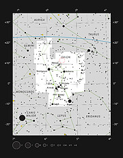 GW Orionis w gwiazdozbiorze Oriona