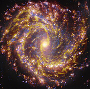 NGC 4303, aufgenommen mit dem VLT und ALMA bei unterschiedlichen Wellenlängen des Lichts