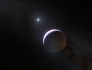 Konstnärlig gestaltning av b Centauri och jätteplaneten b Centauri b