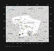 Läget för b Centauri b i stjärnbilden Kentauren
