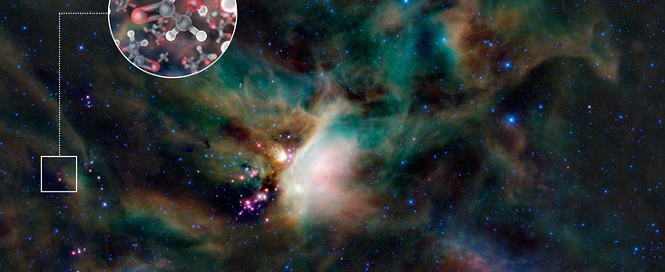 Molekuly cukru v plynu obklopujícím mladou hvězdu slunečního typu