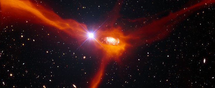 Rappresentazione artistica di una galassia che accresce materia dai dintorni