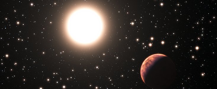 Představa exoplanety obíhající kolem hvězdy ve hvězdokupě M 67