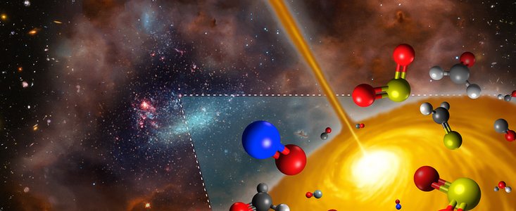 Illustration av den heta molekylkärnan som upptäckts i det Stora magellanska molnet