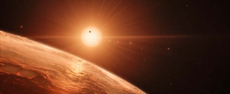 Planetsystemet TRAPPIST-1 som det skulle kunna se ut