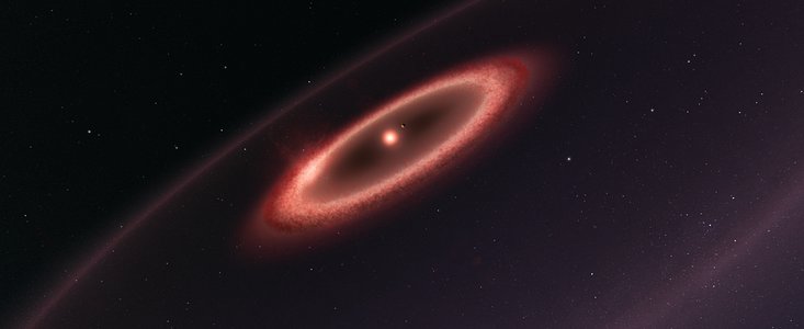 Illustration af støvbælterne omkring Proxima Centauri