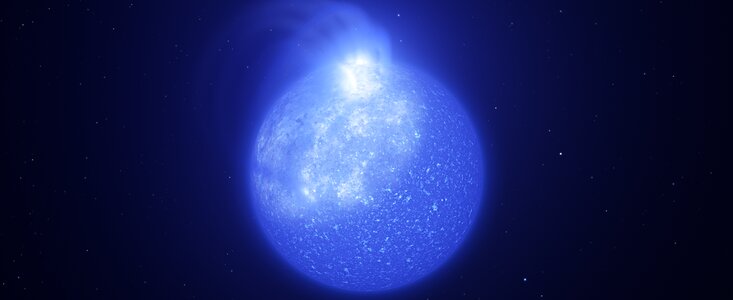 Künstlerische Darstellung eines Sterns mit einem riesigen magnetischen Fleck