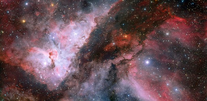 Vista panorámica de WR 22 y las zonas Eta Carinae de la nebulosa Carina