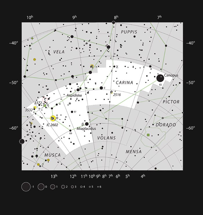 Das Sternentstehungsgebiet NGC 3324 im Sternbild Carina (der Schiffskiel)