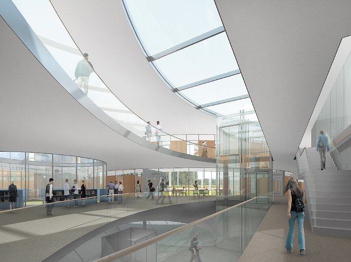 Desenho arquitectónico da nova extensão da Sede do ESO (vista interior)