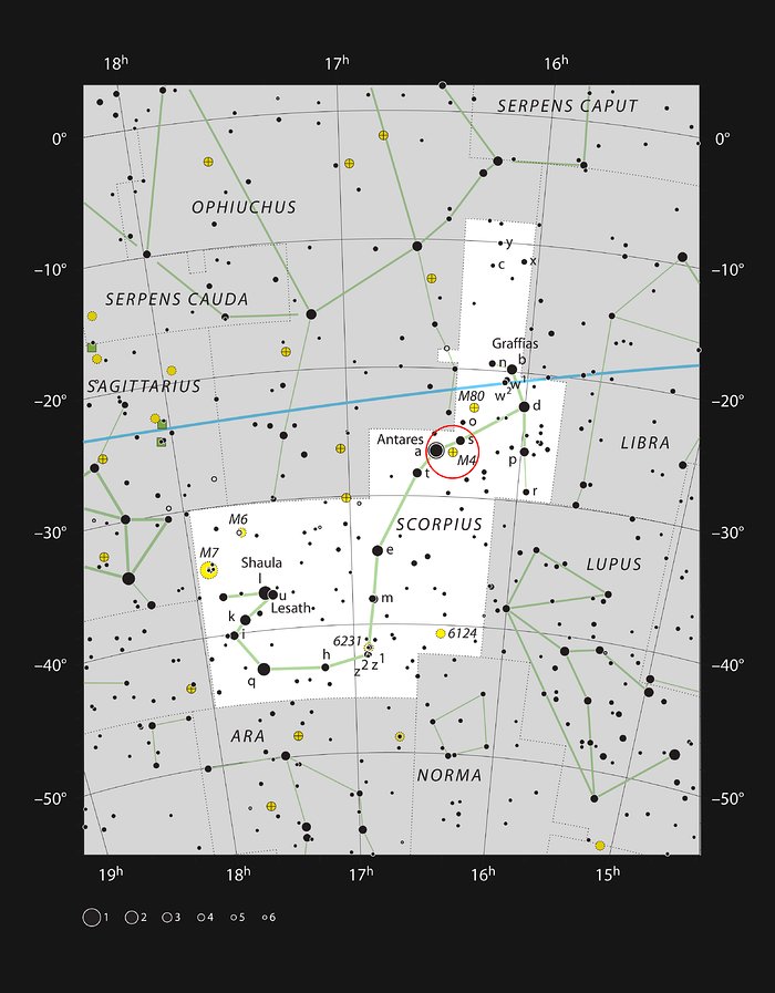 Kulová hvězdokupa M 4 v souhvězdí Štíra