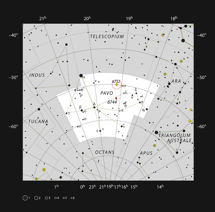 L'ammasso globulare NGC 6752 nella costellazione del Pavone