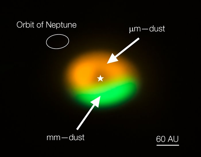 L'immagine di ALMA della trappola per la polvere/fabbrica di comete intorno a Oph-IRS 48 (con note)