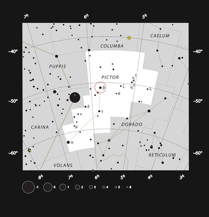 Map of the sky around Beta Pictoris