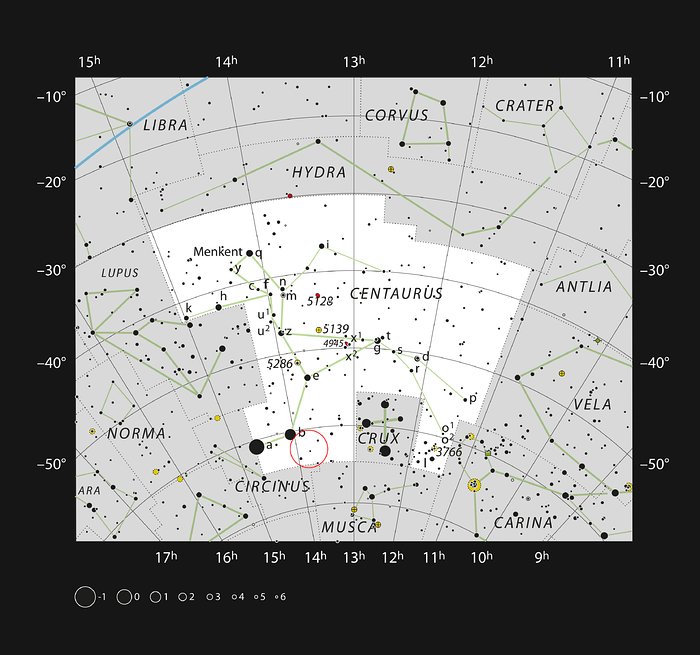 Der gelbe Hyperriese HR 5171 A im Sternbild Centaurus