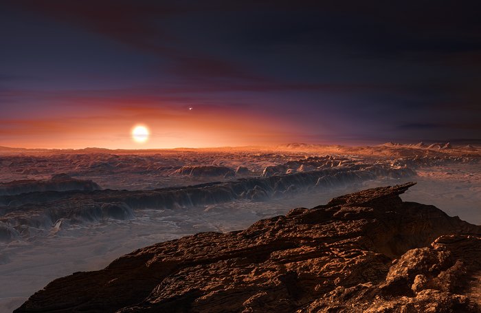 Illustration af planeten i kredsløb om Proxima Centauri