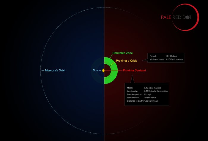 Proxima Centauri et sa planète, comparées au Système Solaire