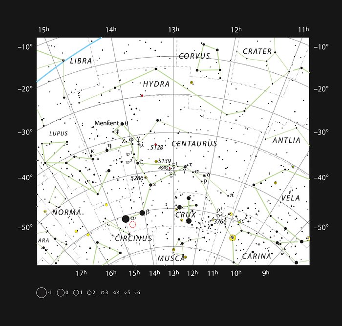Proxima Centauri dans la constellation australe du Centaure